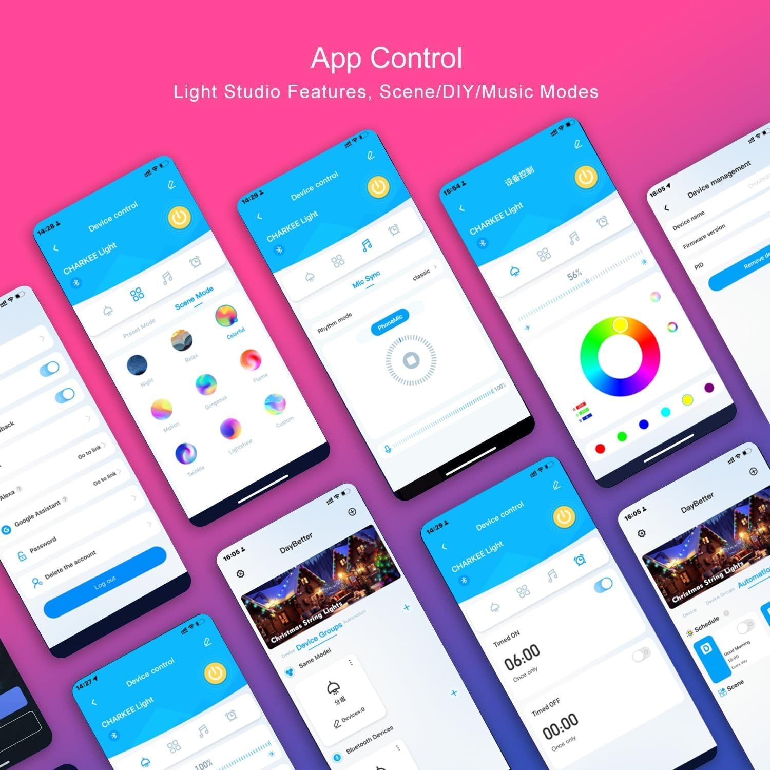 LED Lights Strip 100 FT, LED Lights for Bedroom 100Ft, RGB Rope Light for Room, Bluetooth APP Control,Color Changing Strip, Sync with Music,Para Cuarto, for Bedroom Home Party Decoration